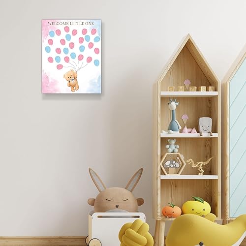 Miniatura 9 de UBLURO Libro de invitados con temática de elefante, libro de invitados de baby shower, lienzo de árbol de huellas dactilares, suministros de