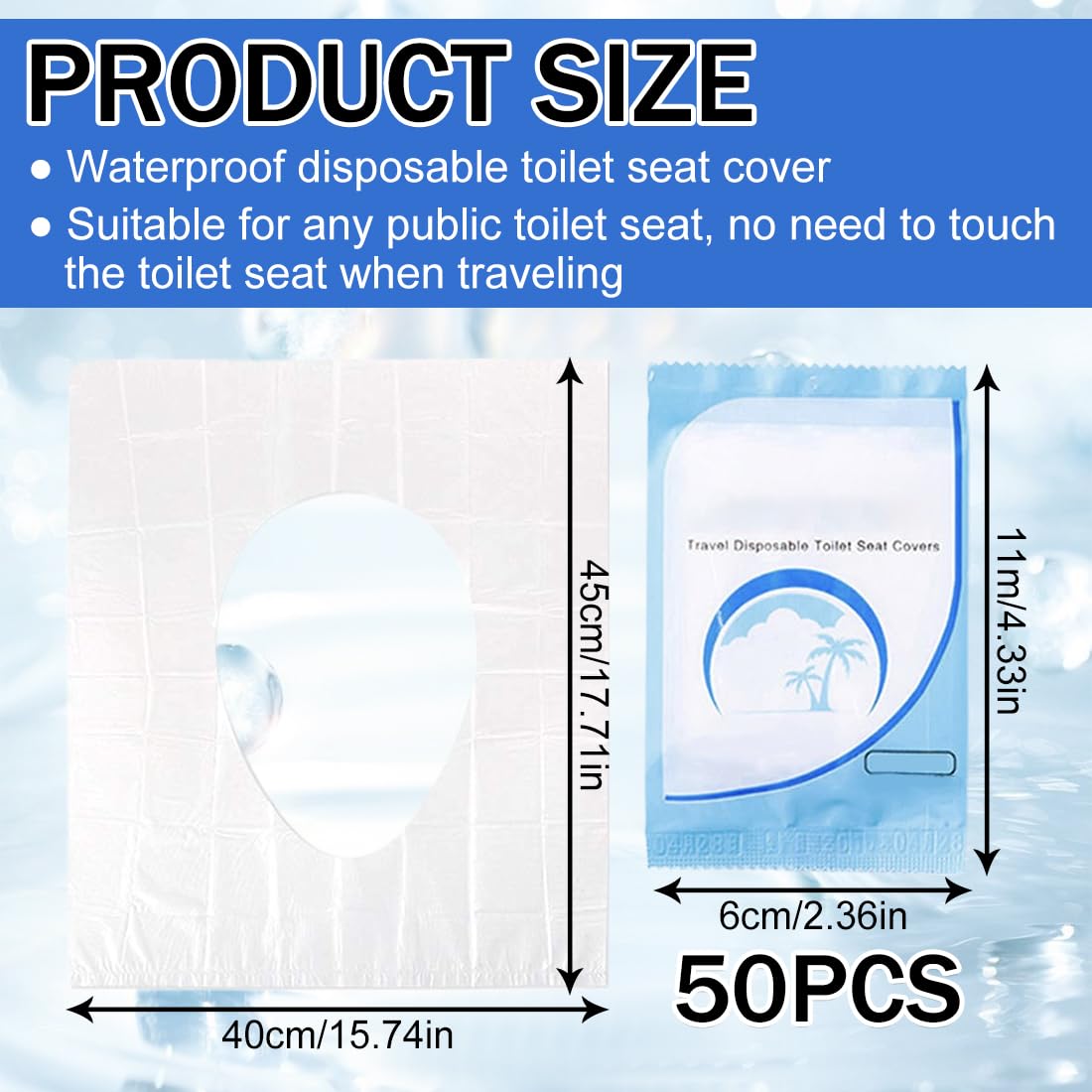 Copriwater Portatile Monouso 50 Pezzi per WC Viaggio
