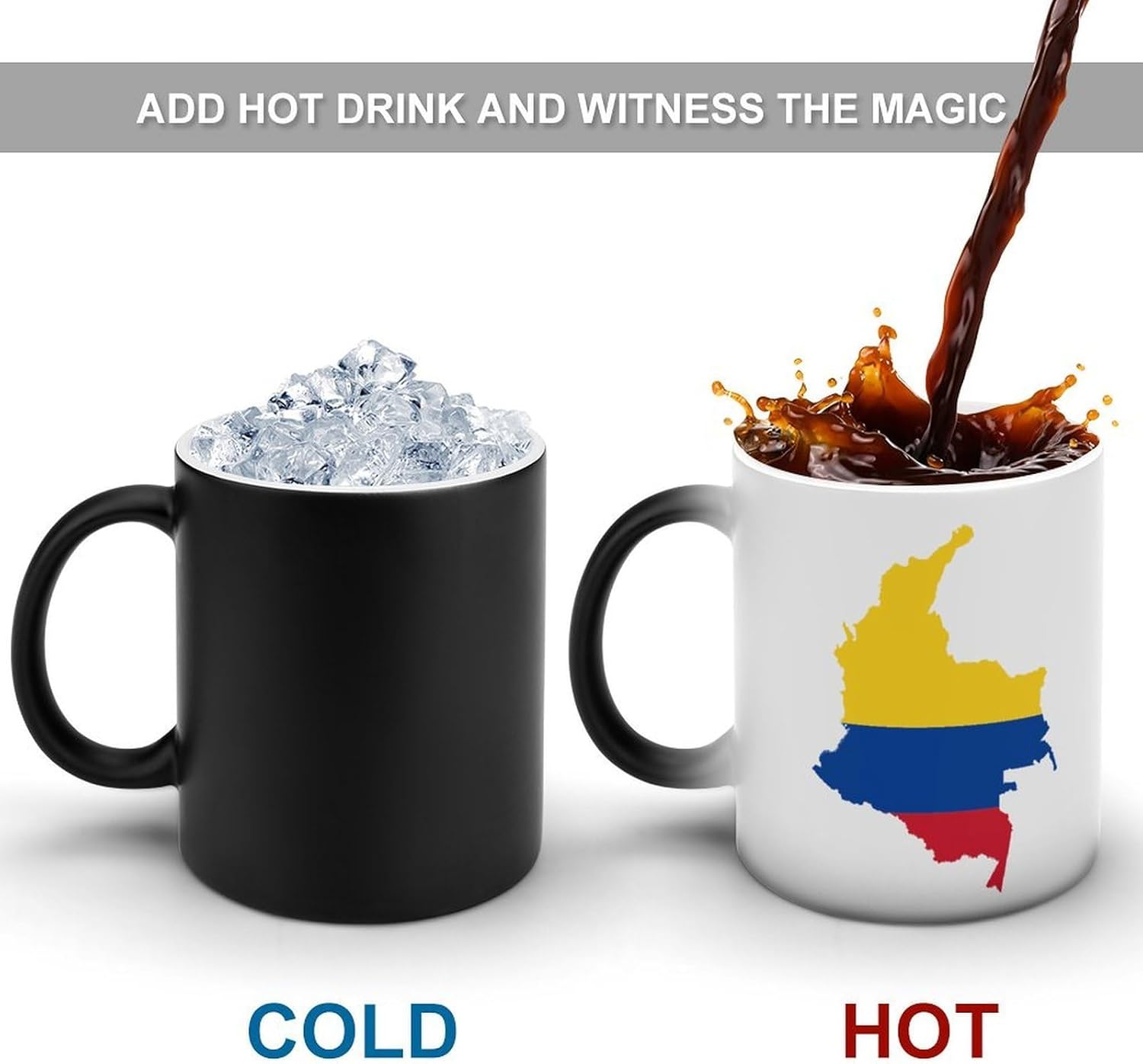 Colombia Flag Map Funny Color Changing Coffee Mug Ceramic Magic Cup Personalized Discoloration Tea Mugs