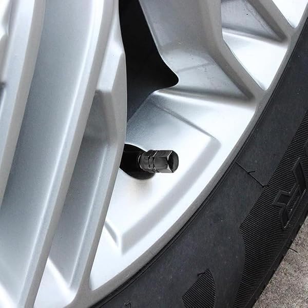 LIANHATA タイヤエアバルブキャップ 4個セット タイヤ ホイール エア バルブ キャップ カバー 車 自動車 バイク オートバイ ドレスアップパーツ 防水 腐食防止 (ブラック) - 5