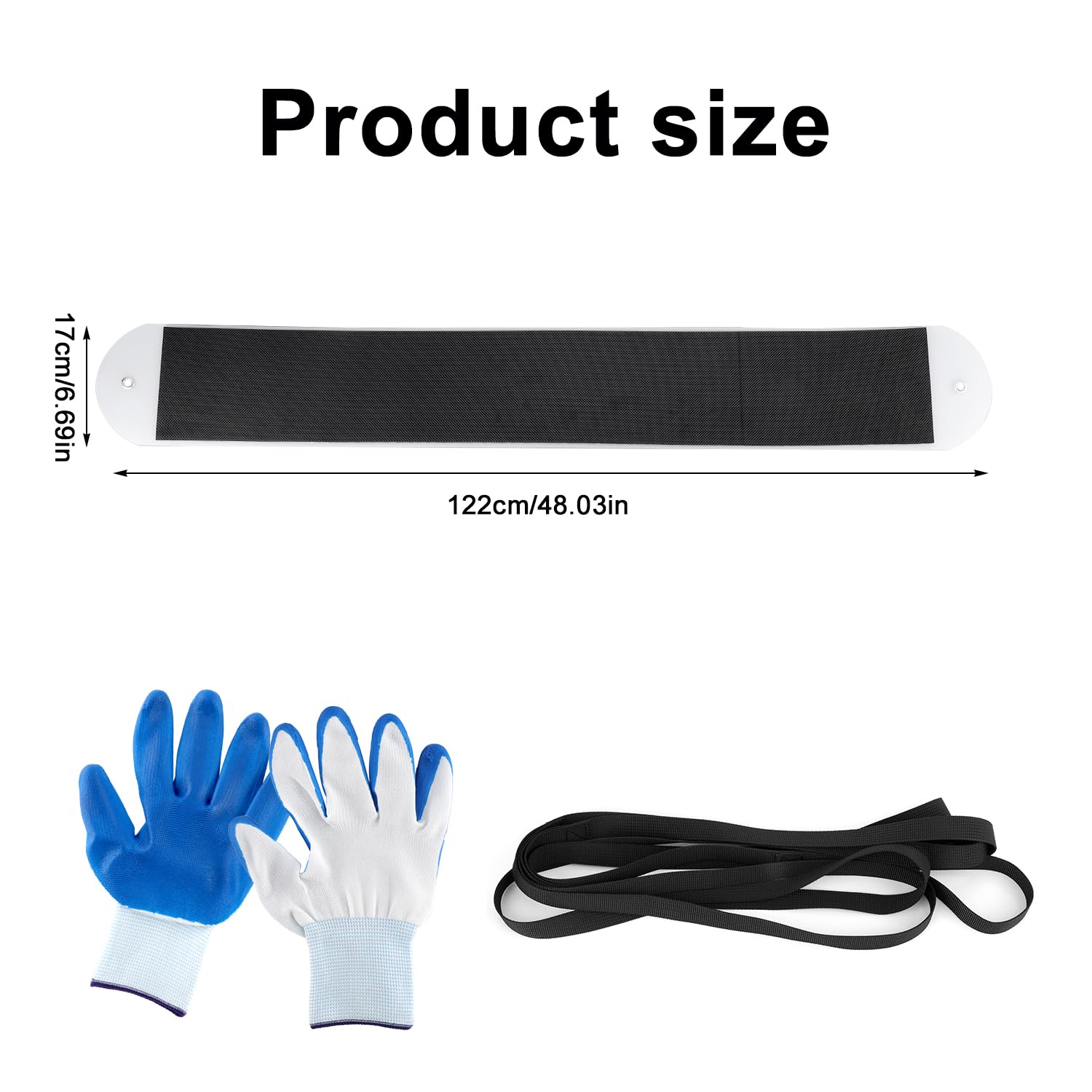 2pcs RV Slide Out Floor Protectors, Large 48.03x6.69in Premium PE and EVA Slide Out Sleds Protector with 2pcs Pull Straps & 1 Pair Gloves for Camper Travel Trailer(Black)