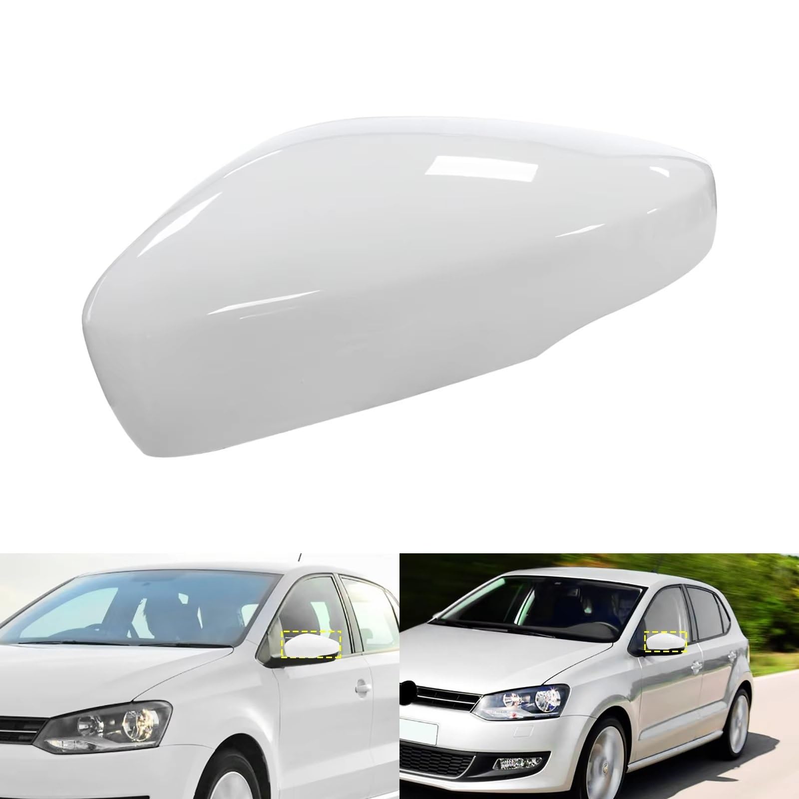 Auto Coppia Calotte Per VW Per Polo Per 6R 2009-2018 Calotta Copri Specchietto Retrovisore Lato Sinistro Bianco Candy Coperchio Specchietto