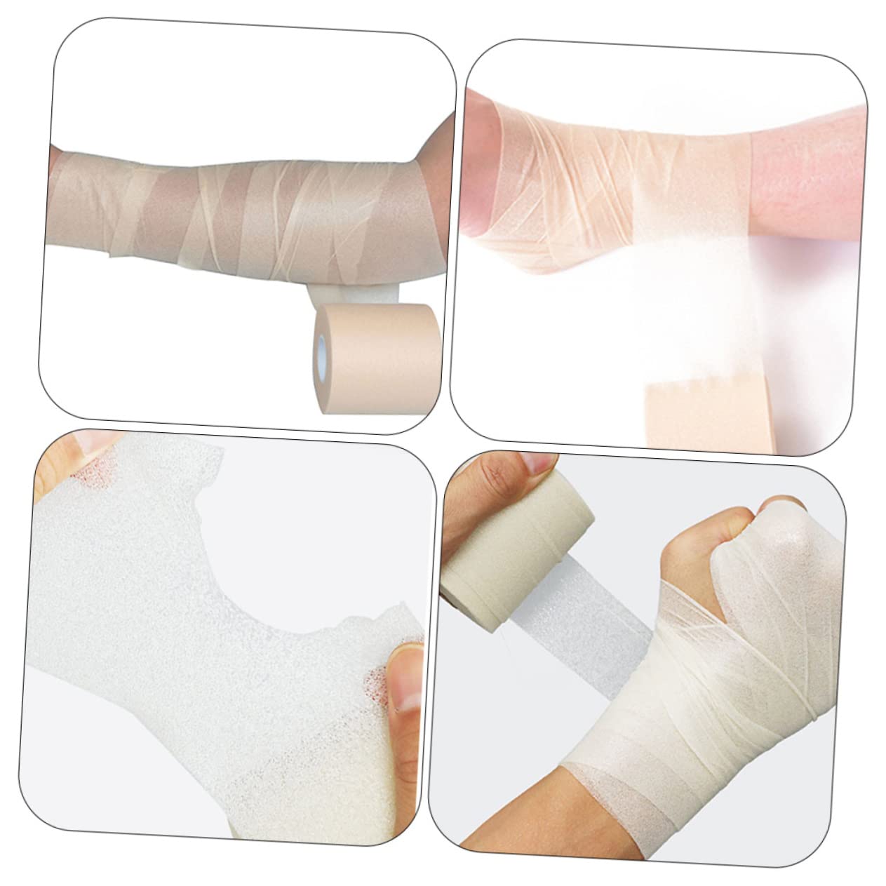 MOLUCKFU 4sets Elastic Athletic Tape Badminton Racket Bandage Breathable Shock-Absorption Sports Grip Insulation for Athletes Teams 2rolls*4