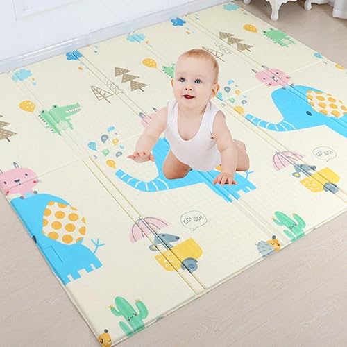 AIPINQI - Alfombrilla de juego para bebés, no tóxica, plegable, extra grande, de espuma, reversible, impermeable, portátil, para niños, 79 x 70 x