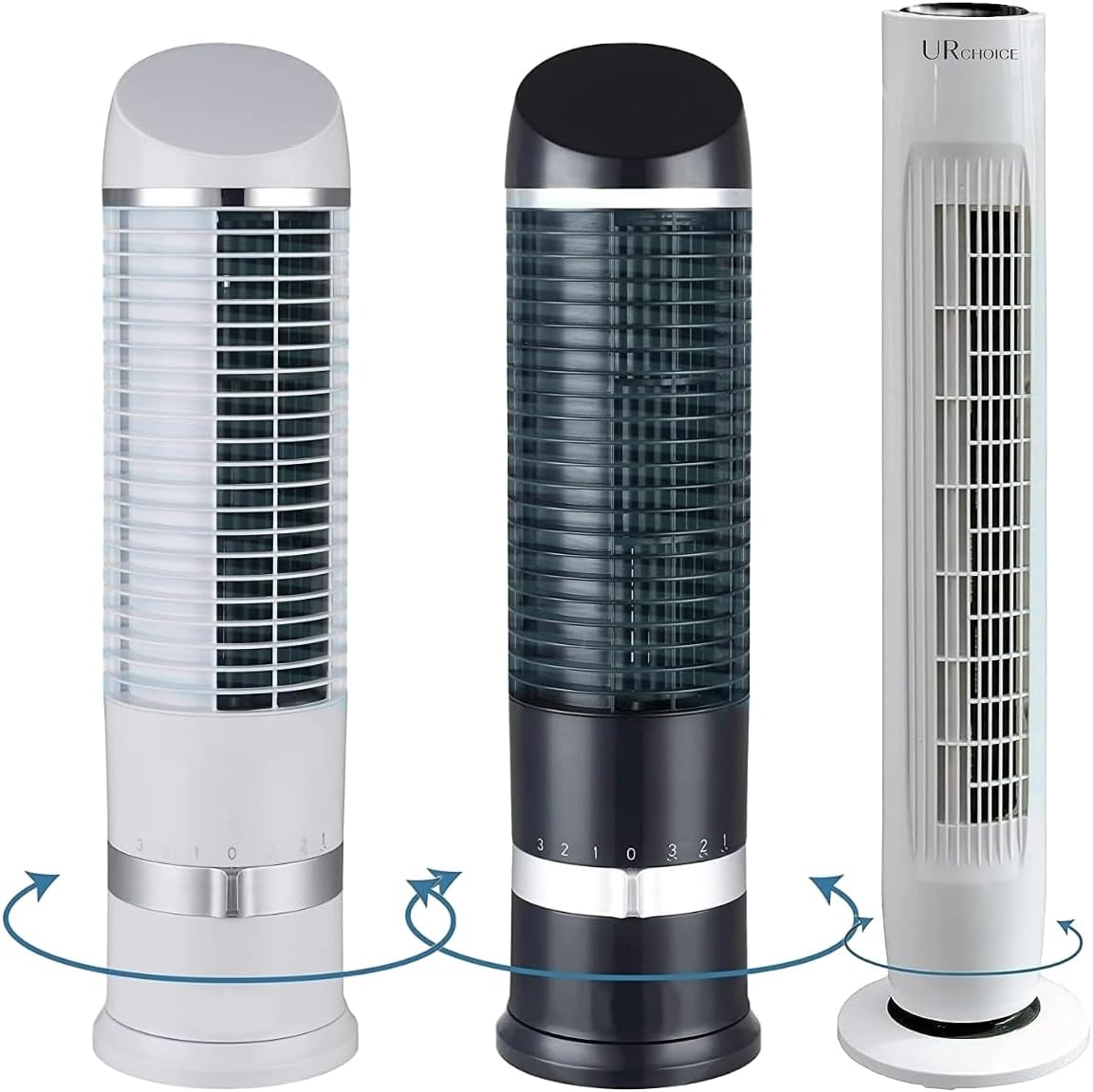 UR CHOICE Tower fan Oscillating 16inch Bladeless Fan with 3 Speed