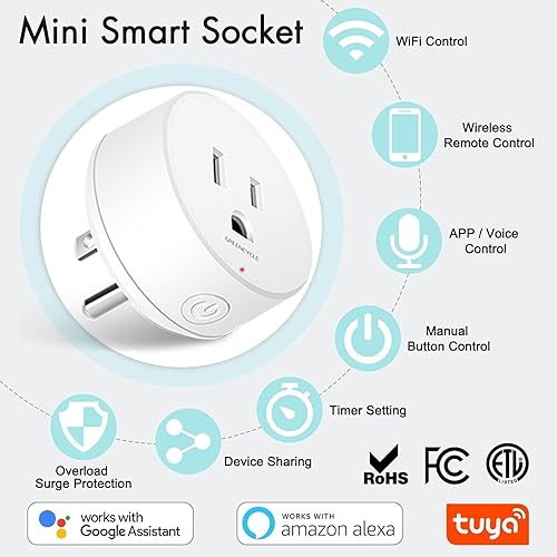 Miniatura 2 de Enchufe inteligente WiFi con control remoto, enchufe inteligente eléctrico GreenCycle con control remoto, compatible con Alexa y Google Home a