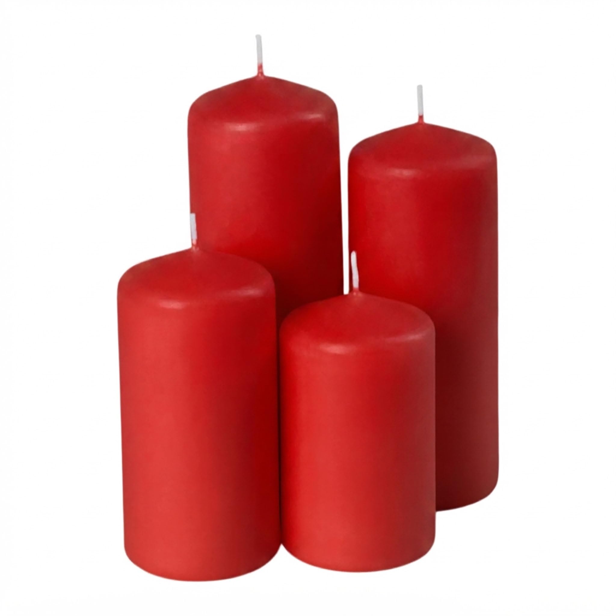 Echtwachs Stumpenkerzen Farbe 4er Set - rot - Advents Kerze in 4 verschiedenen Höhen - Weihnachten Winter Advent Laterne Windlicht Dekoration