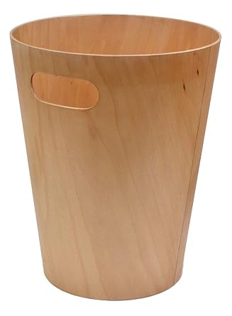 umbra Woodlocker Trash Can, Natural, 1.6 gal 7.5 L, Natural Wood, Round, No Lid, Dust Box
