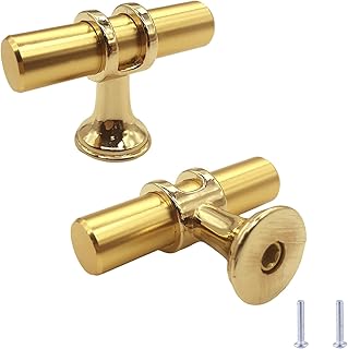 Bilindasly Cabinet Knobs Gold Dresser Knobs Kitchen Knobs Zinc Alloy Cupboard Wardrobe Knobs Drawer Pulls Door Knobs Single Hole Hardware Drawer Handles, 2 Pack