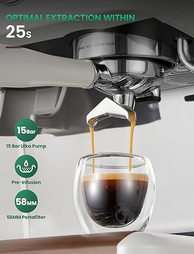 Miniatura 4 de Espresso Machine, 58MM Professional Espresso Machine with Grinder Powerful Milk Frother Steam Wand 15 Bar Espresso Coffee Machine For Home