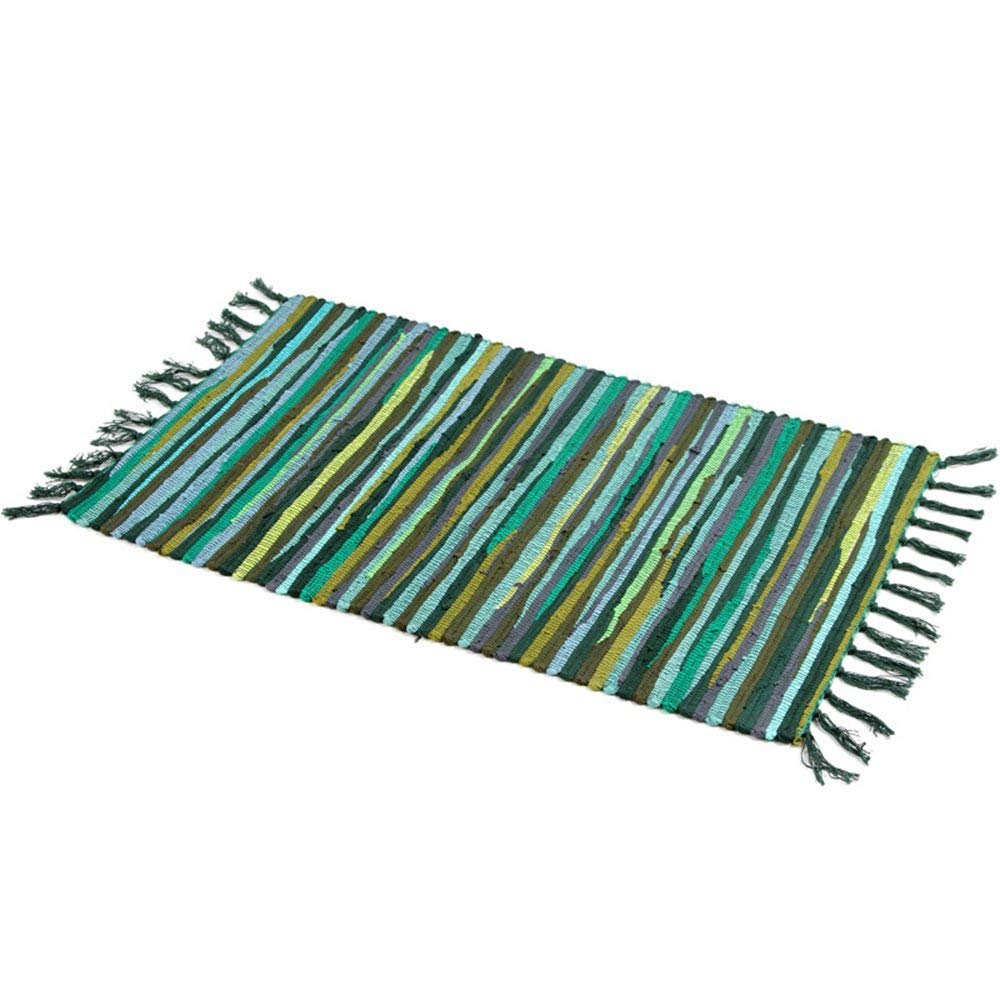Tappeto da bagno in cotone reversibile fatto a mano, 50,8 x 78,7 cm, con nappe, lavabile in lavatrice, per lavanderia, corridoio, ingresso, cucina, soggiorno