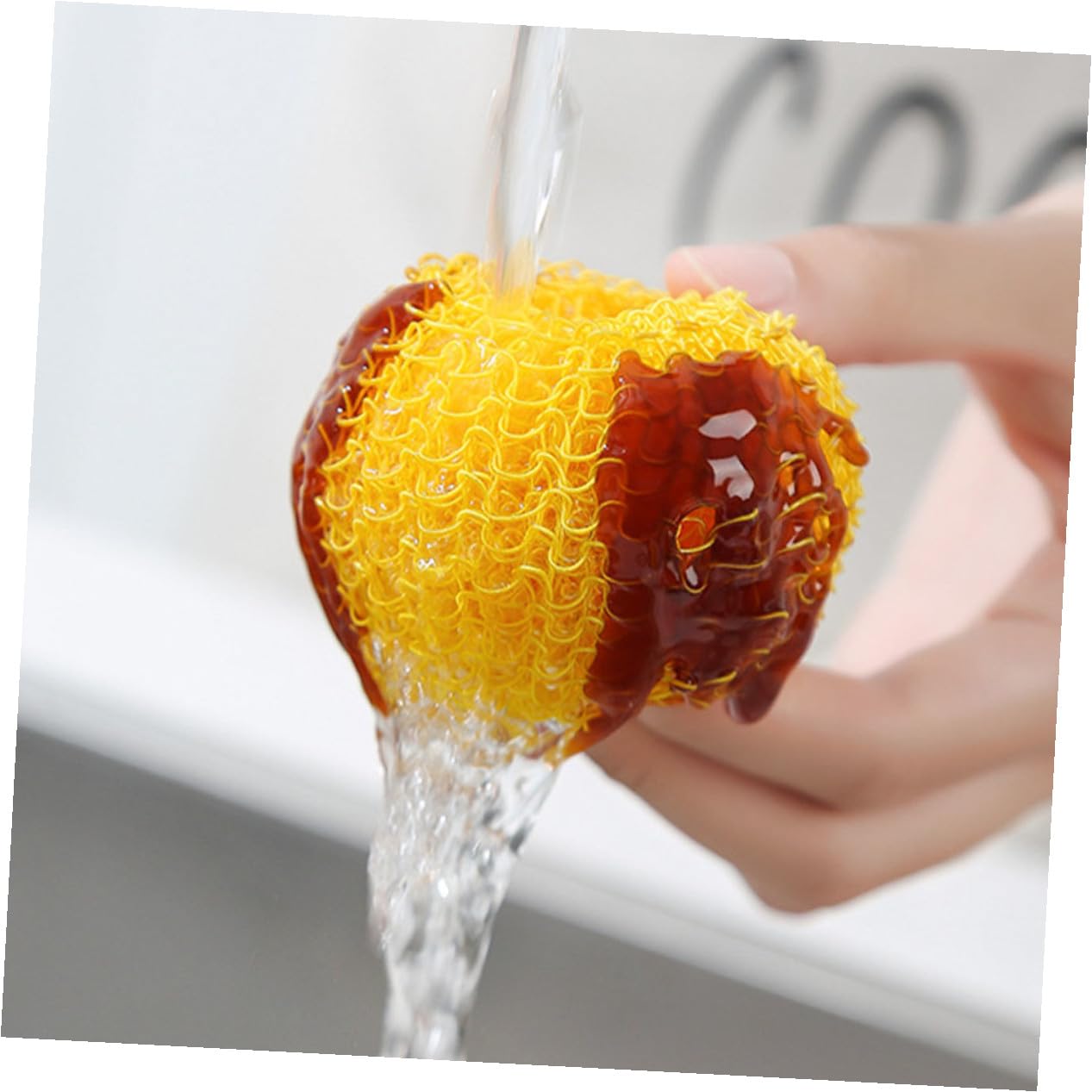 COLLBATH Éponges de Nettoyage pour Vaisselle 2 Pcs en Fibre Jaune, Forme Ronde et Flexible, sans Rayures, pour Plaques de Cuisson Cuisine