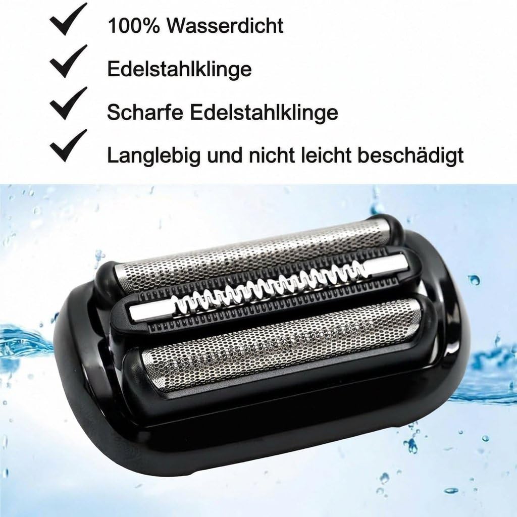 2er-Pack 53B Scherkopf Kompatibel mit Braun Series 5, Scherkopf für Braun S5 S6 Rasierer Easy Clean, 53B Scherblatt Ersatzscherkopf für Series 5 Rasierer Zubehör (Schwarz)
