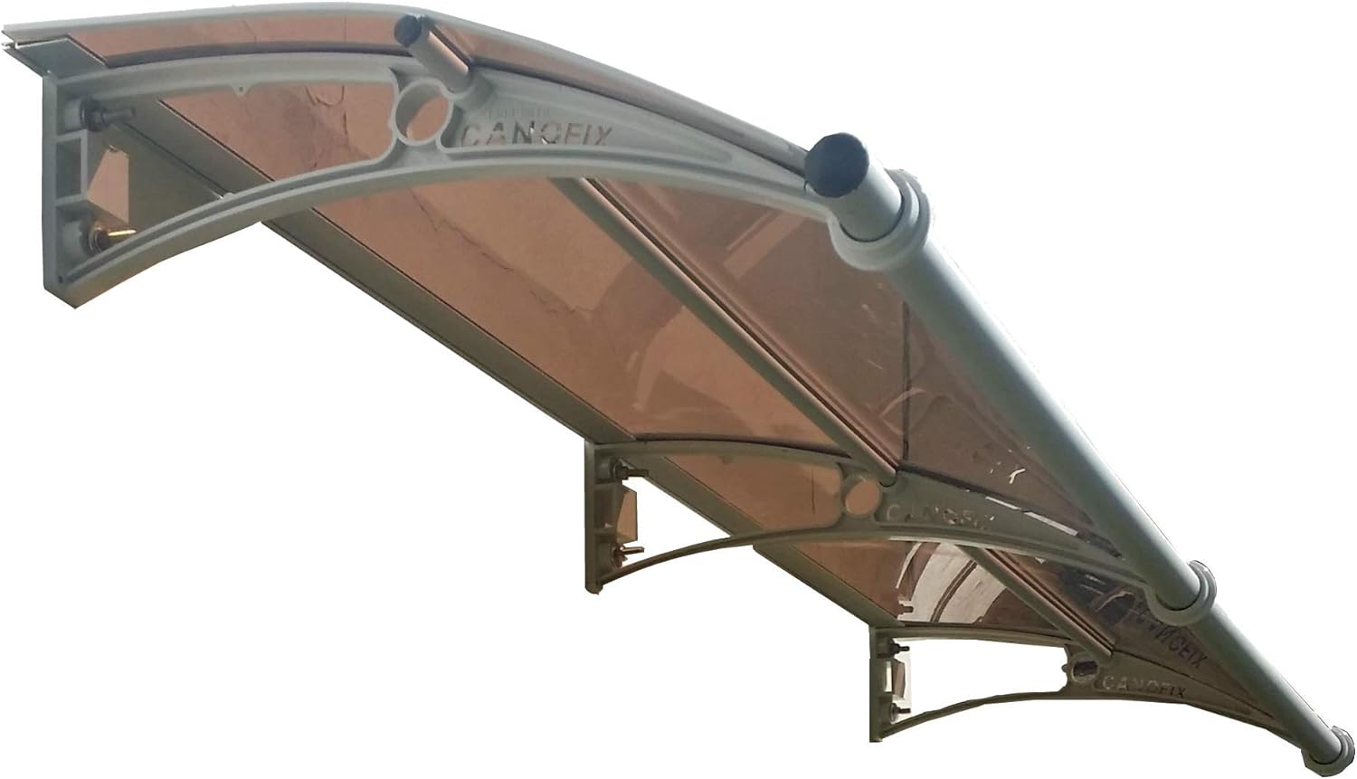 Resenkos Aluminum Polycarbonate Patio Awning, Exterior Door & Window Canopy Rain Cover, Brown