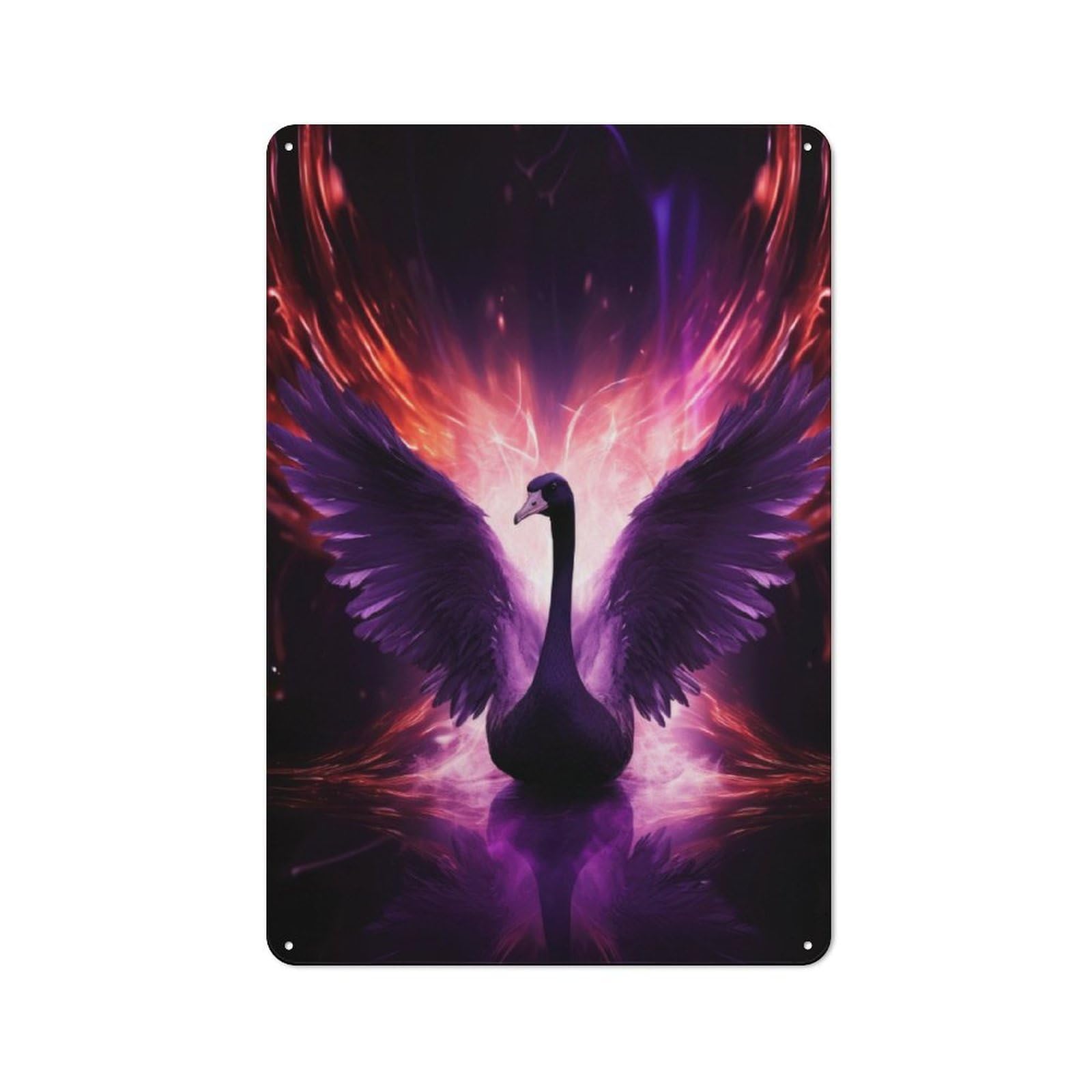 Junmoney Purple Fire Swan Rustic Metal Sign 30X20cm Featuring For Hallway Wall, For Collectors Decorating Hallways And Entrance Areas