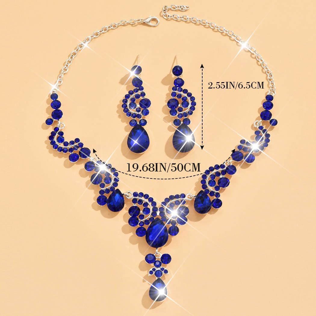 Unicra Bride Wedding Jewelry Sets Crystal Bridal Necklace Earrings Set Rhinestone Choker Necklace Prom Costume Jewelry for Women and Brides - Image 3