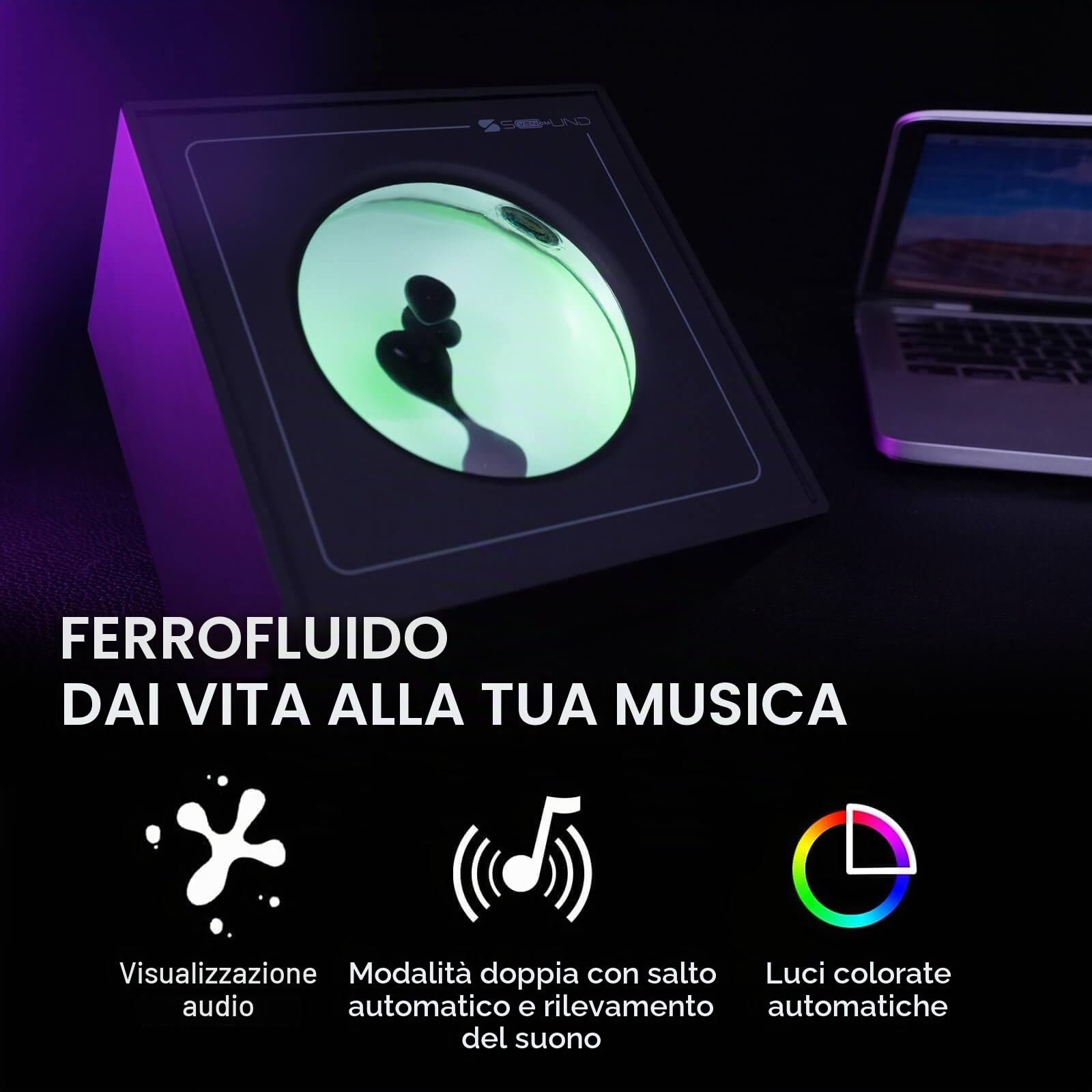 sovenomund Dancing Ferrofluid Altoparlante, Visualizzatore di suoni, soggiorno e ufficio, regalo per padre e marito (senza altoparlante)