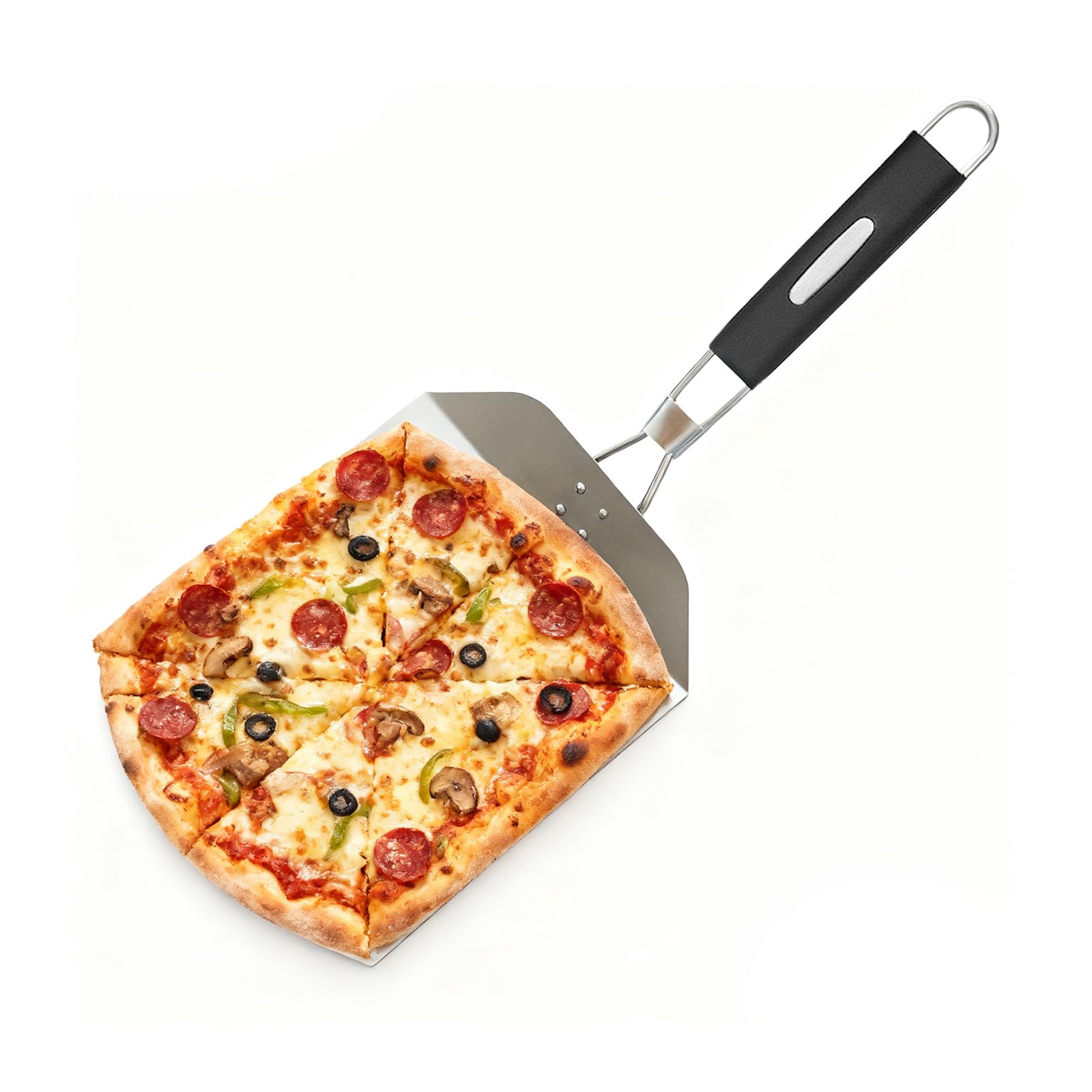 Hniuyun Pizza Peel with Folding Handle - Lightweight Metal Pizza Paddle for Outdoor Ovens - Non-Stick & Easy to Store