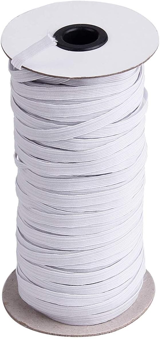 70-Yards Length 1/4" Width White Braided Elastic Cord/Elastic
