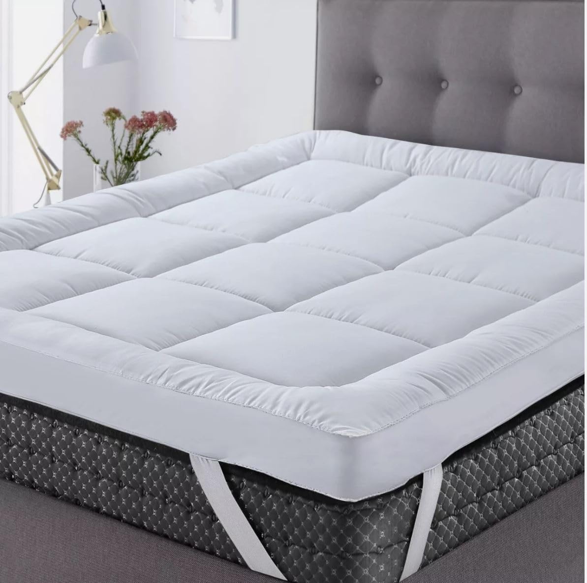 10cm Mattress Topper Hotel Quality1000GSM Bounce Back Deep Breathable 4inch Microfiber Top...