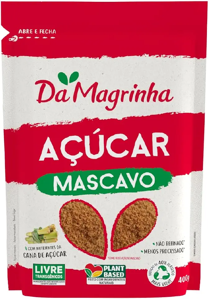 Açúcar Mascavo Da Magrinha 400g – 100% Natural, Não Refinado, Fonte de Minerais, Sem Conservantes, Sem Corantes e Sem Processos Químicos