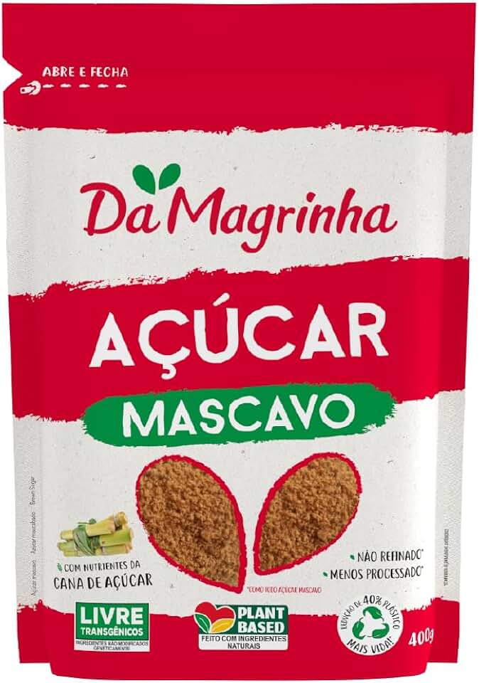 Açúcar Mascavo Da Magrinha 400g – 100% Natural, Não Refinado, Fonte de Minerais, Sem Conservantes, Sem Corantes e Sem Processos Químicos
