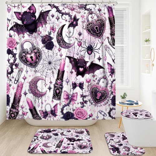 Rideau de douche anti éclaboussures imperméable violet Halloween