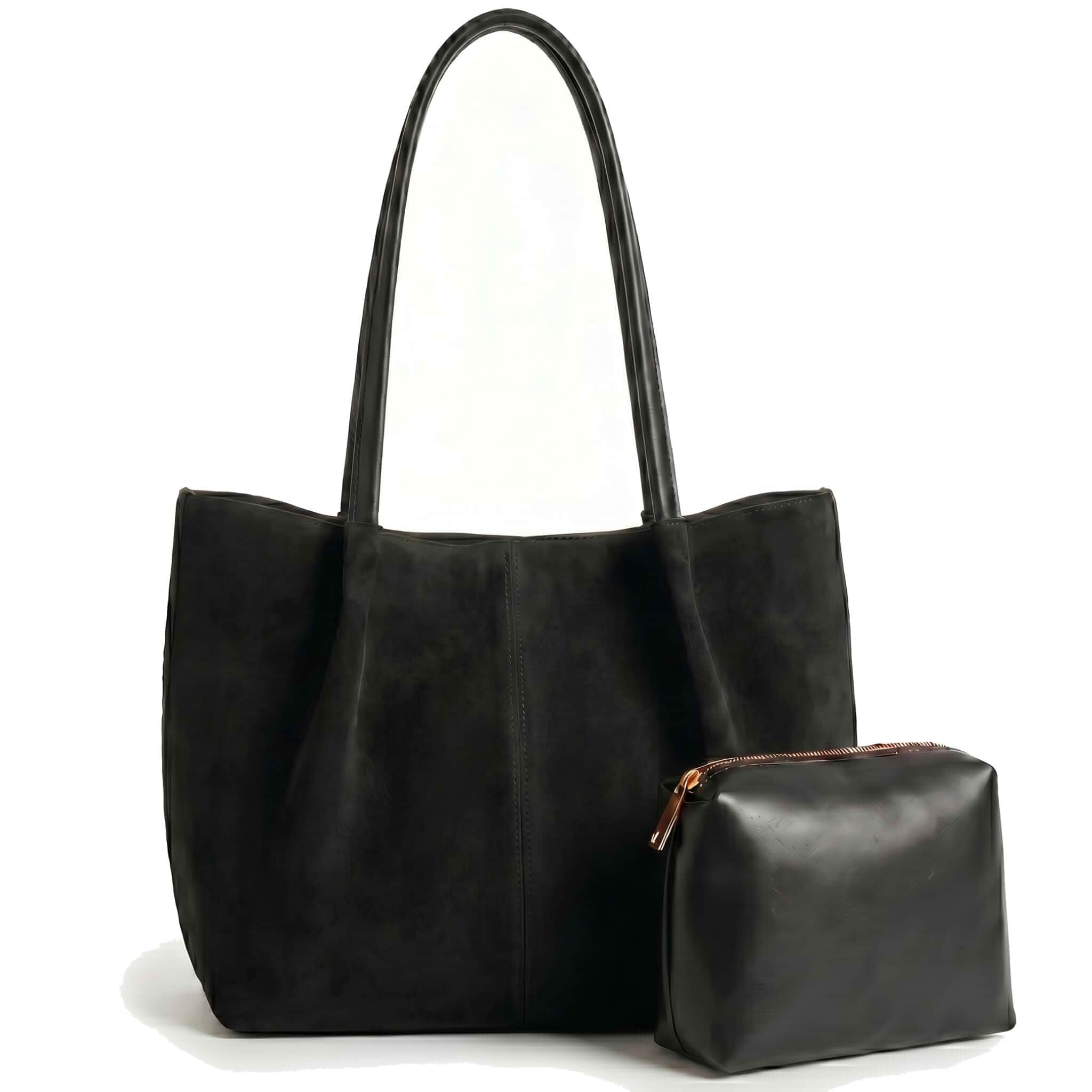 Suede Bags Women, Work Tote, Laptop Bag Fits15.6"Laptop, Large Work Shoulder Bags, Magnetic Closure, Makeup Pouch