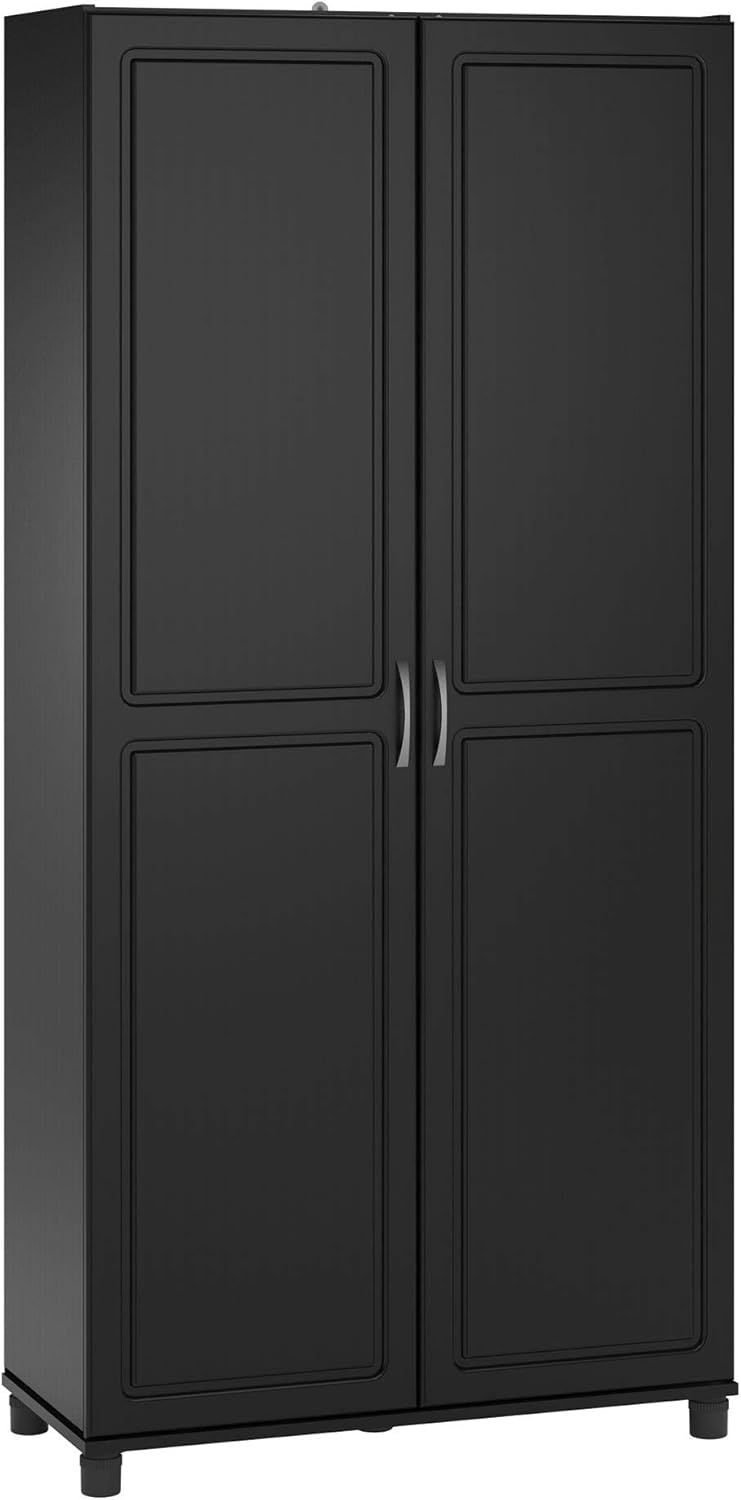 systembuild evolution kendall 36" utility storage cabinet - black black cabinet