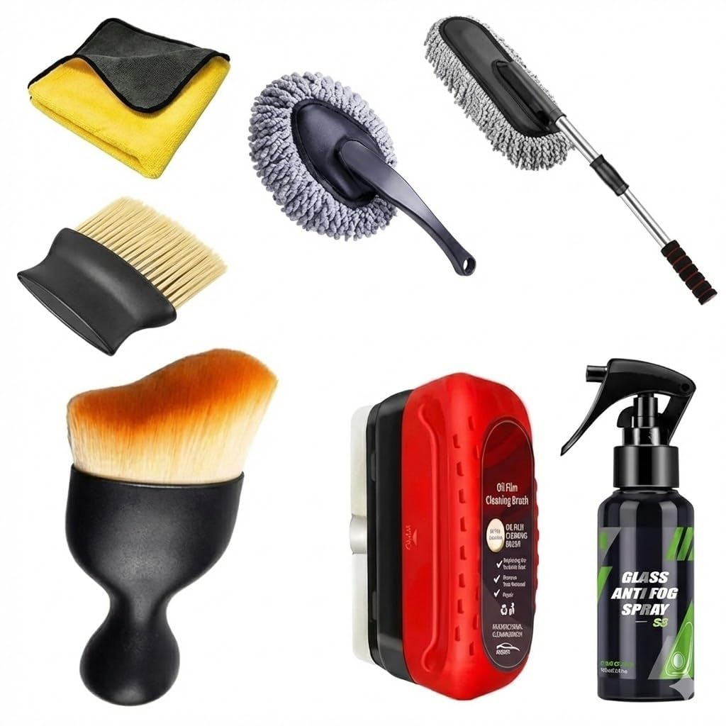 INNOSUPPS® 7 PCS Car Cleaning Kit with Microfiber Cloth, Duster, Wheel Brush, Anti-Fog Spray & Glass Cleaning Tools (7 PCS CAR CLEANING)-image-17