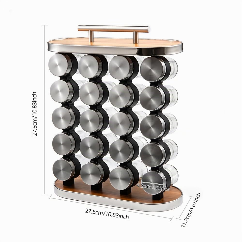 Estante para Especias, 20 Tarros de Vidrio para Organizar y Almacenar Especias con Mango para Cocina Despensa Organizador de Condimentos