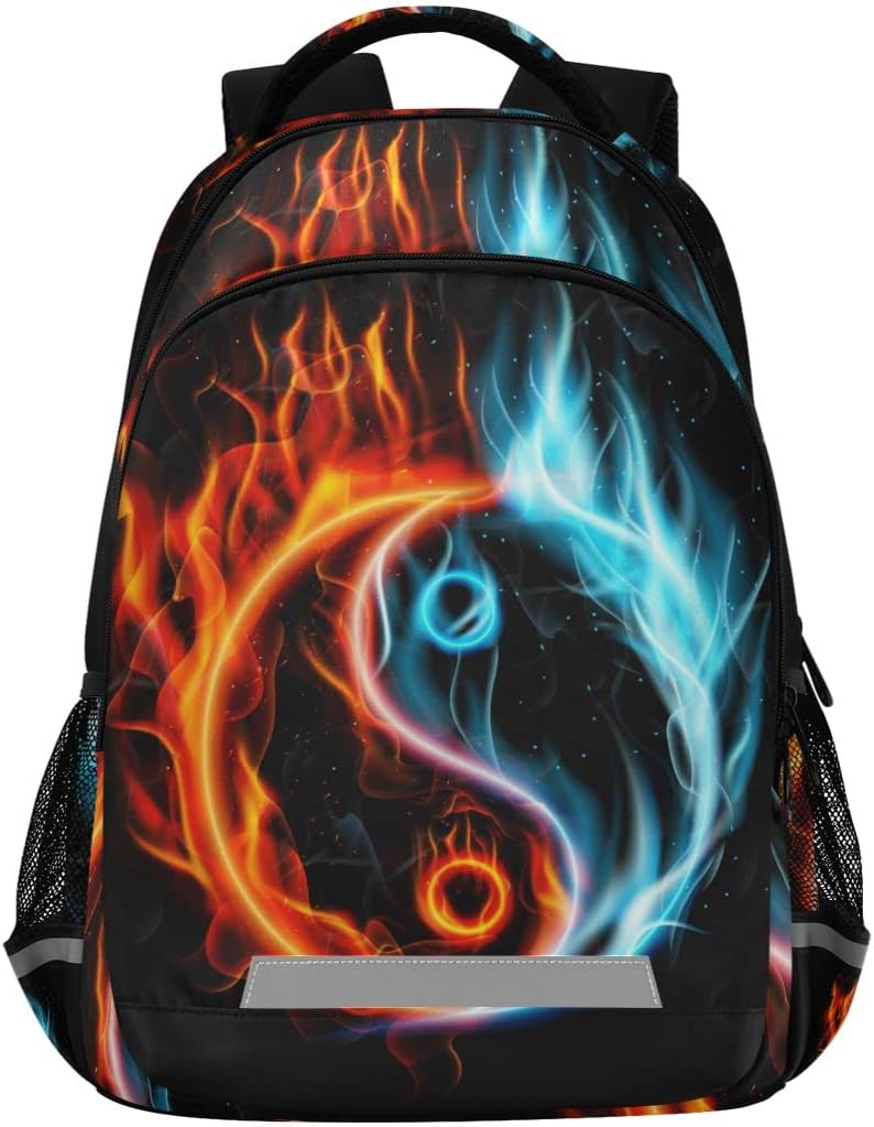Yin Yang Black Backpack for Boys Girls Kids, Laptop Bookbag Lightweight Travel Daypack School Backpacks