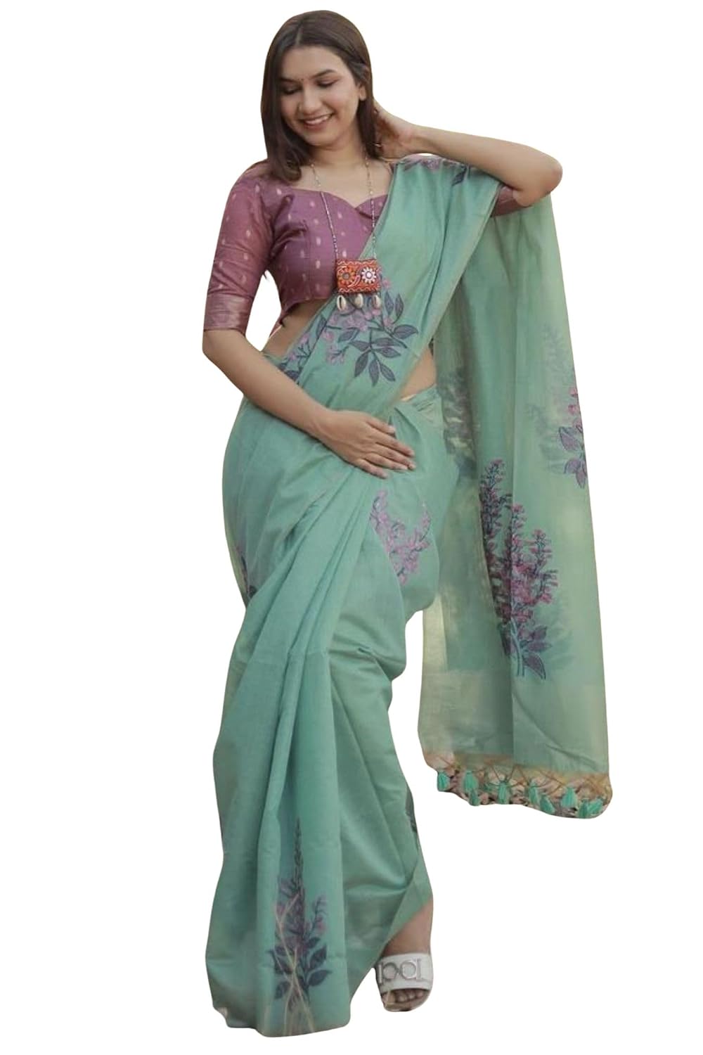 SGF11 Women’s Kanjivaram Soft Cotton Linen Silk Saree With Blouse Piece