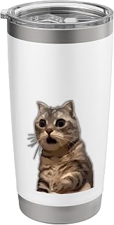 Surprised Cat, Surprised Cat, Cat Meme, Surprising, Surprising, Cute, Funny, Popular, Cat Illustration Stainless Steel Insulated Tumbler