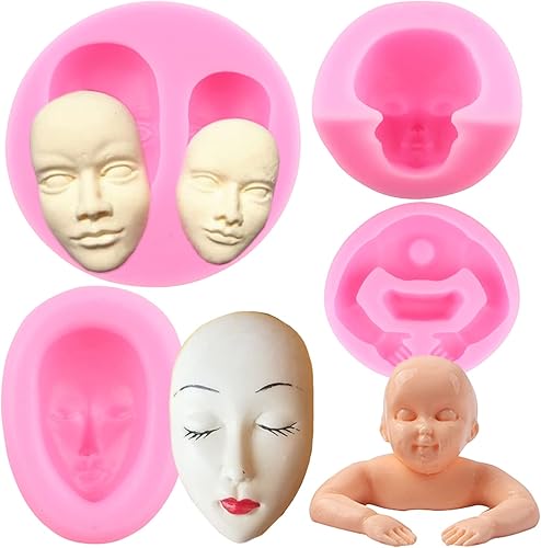 Zixiang Molde de silicona para cara humana, molde para cuerpo de muñeca, moldes para cara de bebé, molde 3D para brazo de bebé para decoración de