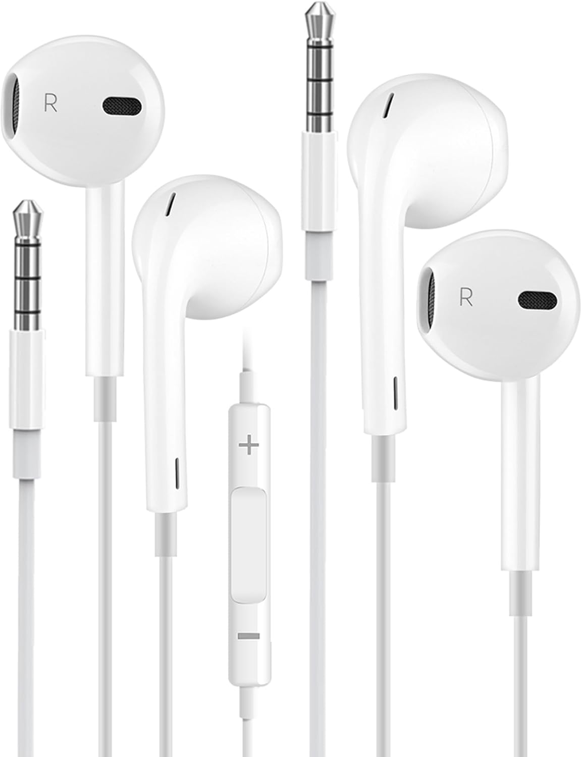 2 Pack Earphones，In-Ear Headphones 3.5mm Jack Wired Earbuds Noise Isolating Headset With Microphone Lightweight Wired with iPhone iPadPro Samsung Huawei Android MP3 Tablets Laptops and More device