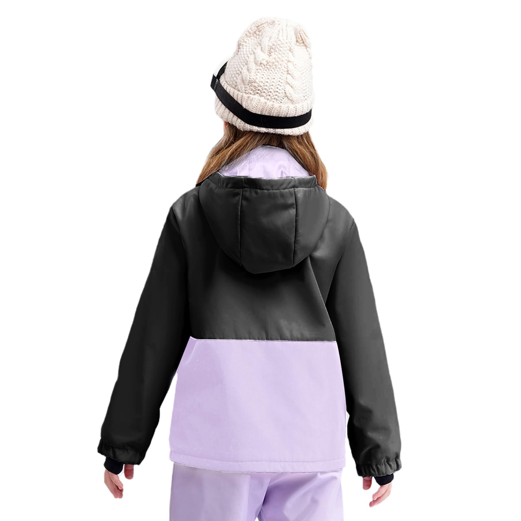 inlzdz Enfant Fille Garçon Veste de Ski à Capuche Col Montant Blouson Imperméable de Neige Manteau de Voyage En Plein Air 6-16 Ans