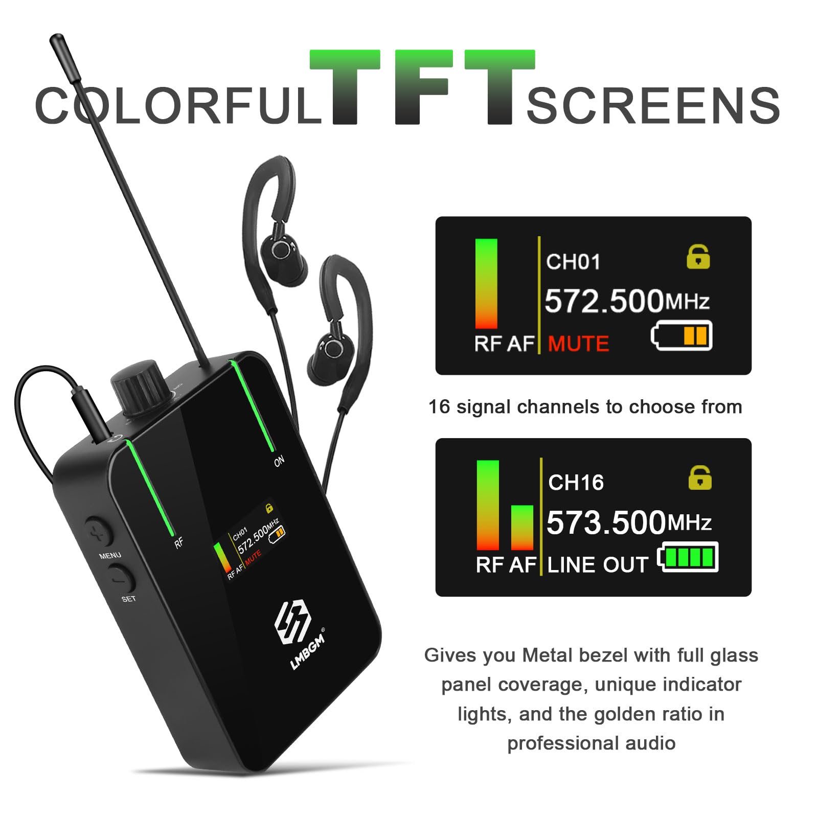 AR9 UHF Mono Wireless In Ear Monitor System Transmitter & Beltpack Receiver for Studio, Band Rehearsal & Live Performance (AR9 Pro-1)