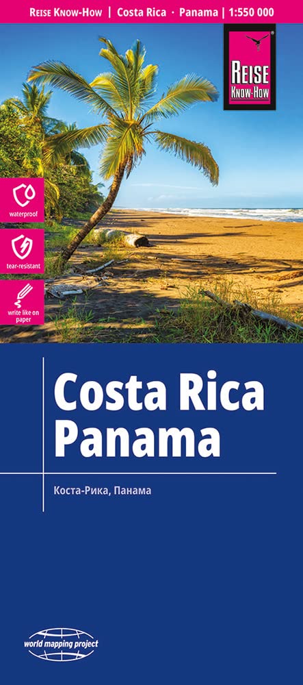 Costa Rica & Panama GPS: (1:550.000): Kartenbild 2seitig. Exakte Höhenlinien. Höhenschichten-Relief. GPS-tauglich, mit Gradnetz. Klassifiziertes Straßennetz. Ausführlicher Ortsindex
