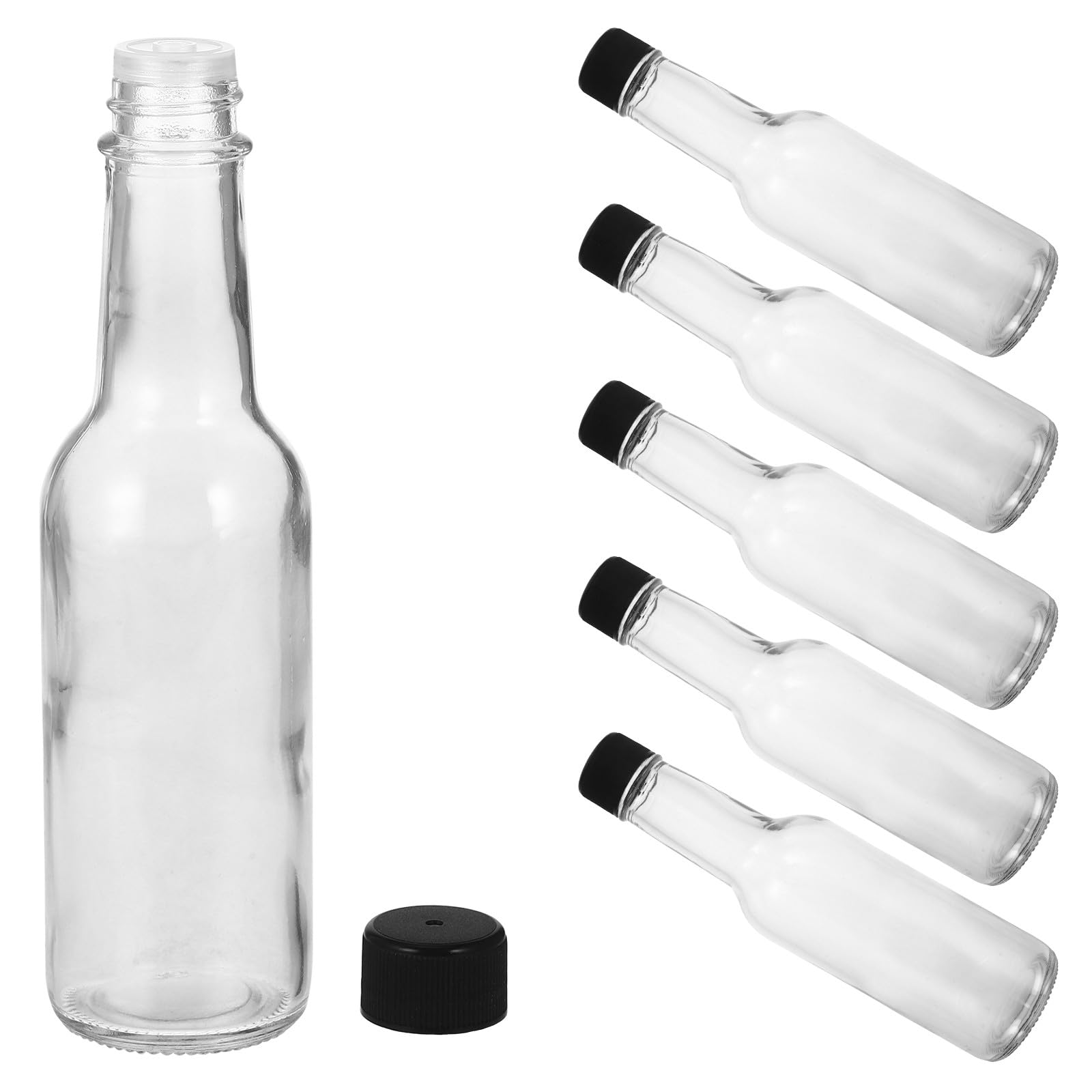 NUOBESTY Bouteilles en Verre Lot de 6 pour Pique-niques et Usage Commercial de 150ml Bouchon, Multifonctionnelles et Faciles à Laver pour Sauce et Condiment