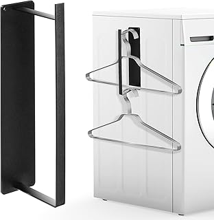 KKUYT Magnetic Hanger Organizer, Hanger Storage Stacker Holds up 40 Metal Coat Hanger, Hanger Rack for Washing Machine, Wall Mount Clothes Hanger Holder Rack to Keep Laundry Room Closet Tidy