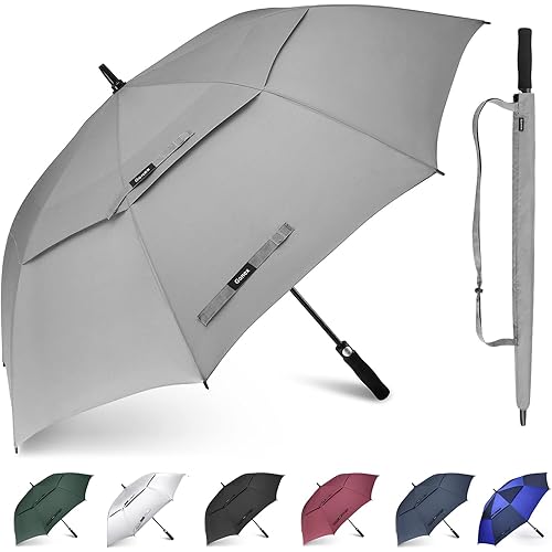 Gonex 54/62/68/72/80 Inch Extra Large Golf Umbrella, Automatic Open Travel Rain Umbrella with Windproof Water Resistant Double Canopy, Oversize Vented Umbrellas for 2-3 Men and UV Protection, Multiple Colors