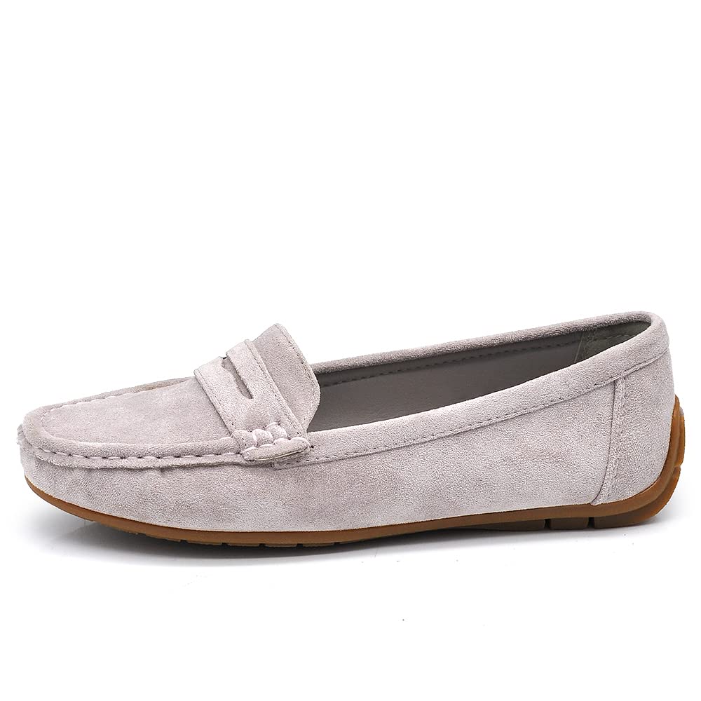 IF Fashion FT245 - Zapatos de mocasines para mujer con pedrería, piel de ante