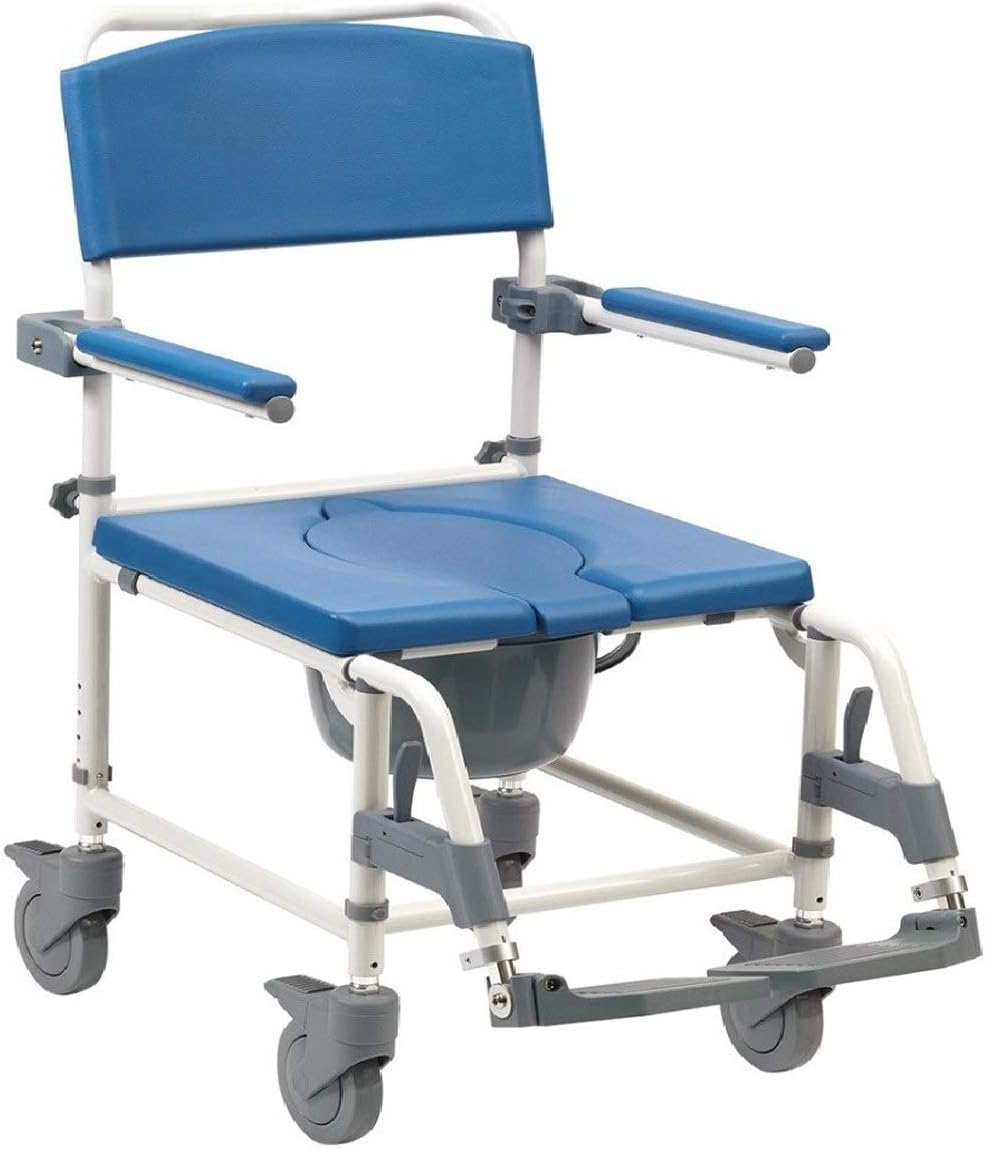 Aston Heavy Duty Braked Height Adjustable Mobile Shower Chair Commode