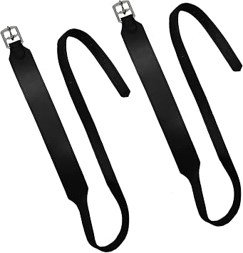 Super Soft 3-Layer Leather English Wide Stability Stirrup Leathers for Dressage & Jumping - Black, 48"