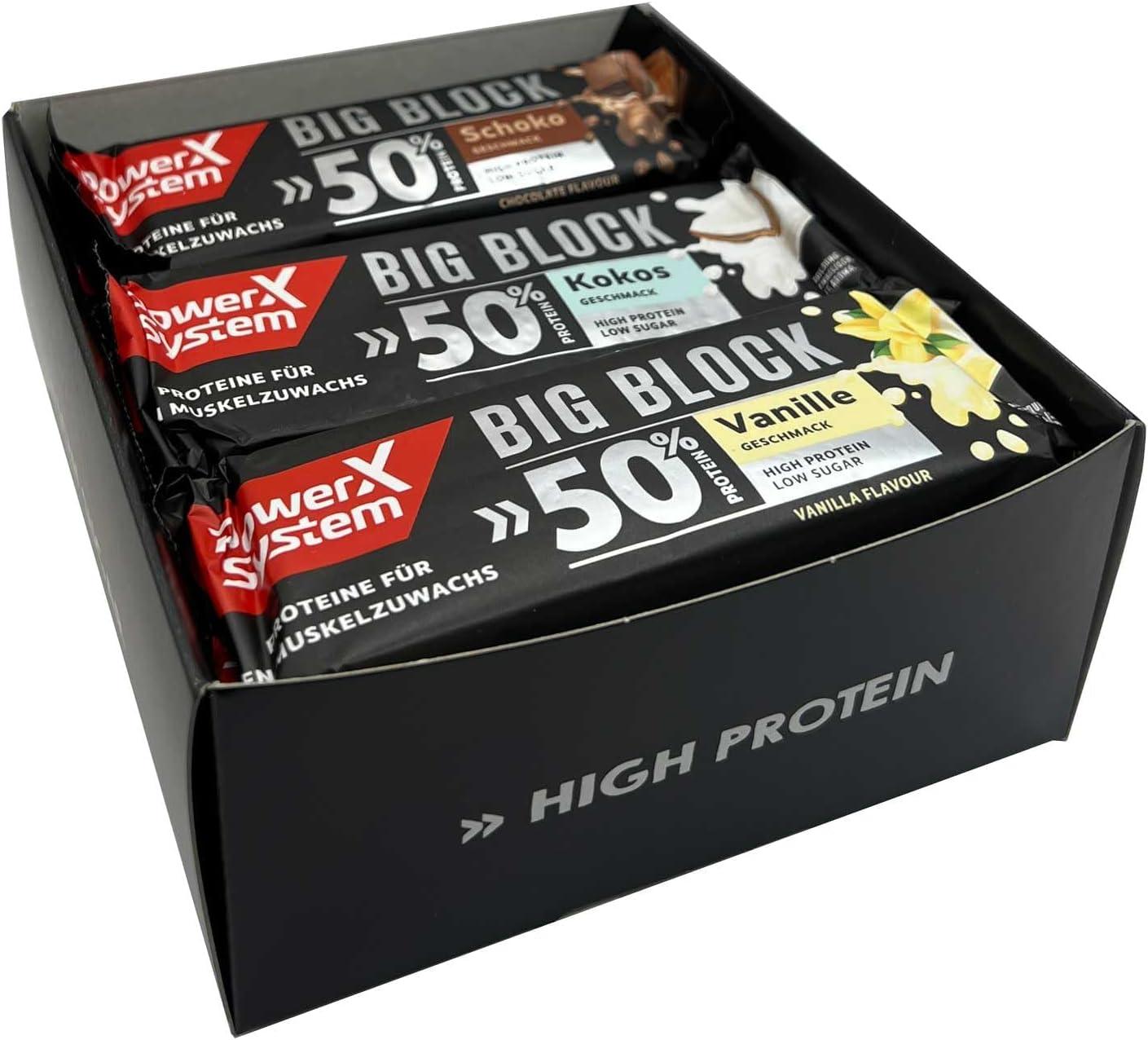 Power System Big Block, 50% Protein Bar, Mix Box (16 x 100 g)
