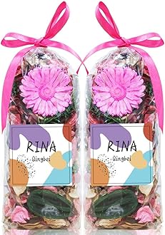 Qingbei Rina Potpourri Bags,Pink Potpourri Bowl Filler,Rose Scented Decorative Potpourri Dried Flowers,Home Fragrance Sachet of Petals, Vase Fillers(8.4 oz)