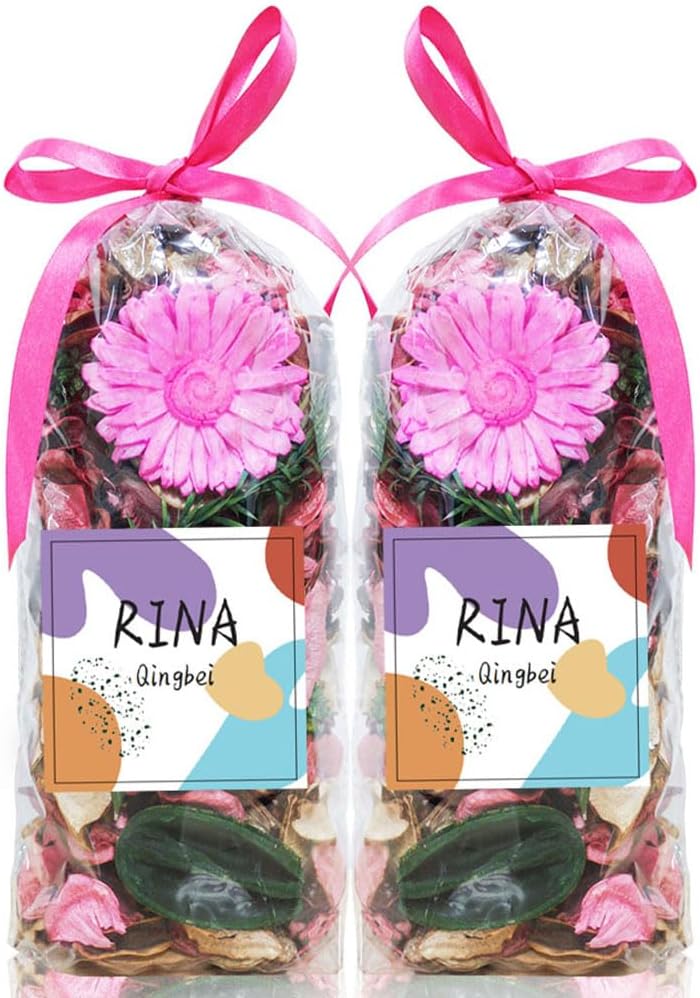 Spring Potpourri Bags,Rose Scented Decorative Potpourri Dried Flowers,Pink Bowl Filler,Vase Fillers,Home Fragrance Sachet,(8.4 oz)