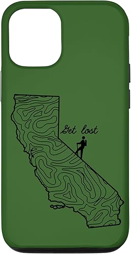 Funda para iPhone 13 Pro Vintage Hike California Topo Map Senderismo Get Lost Hiker