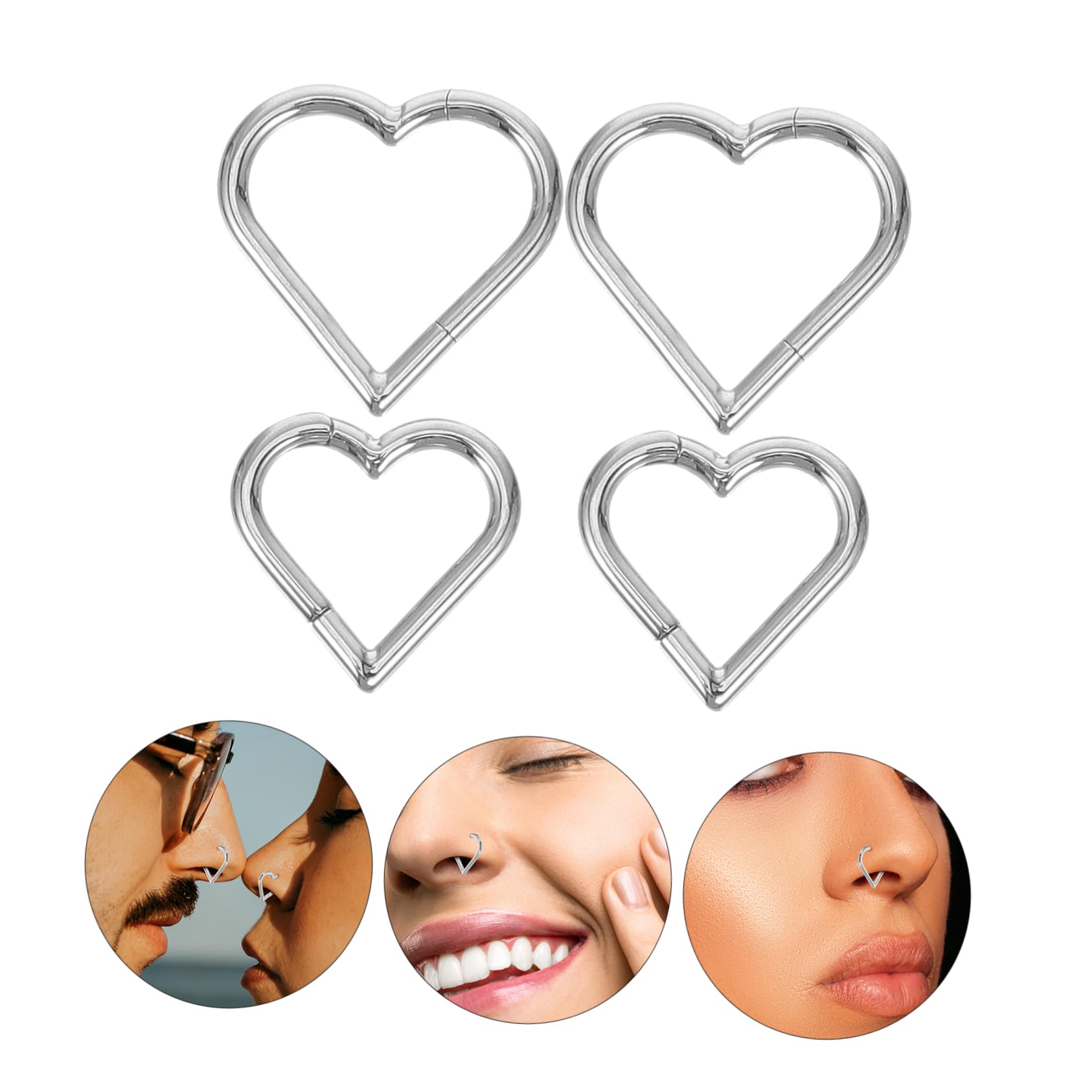 GALPADA 16pezzi Cuore per Piercing al Naso Anelli per Naso Senza Giunzione Gioielli Eleganti per Ogni Occasione